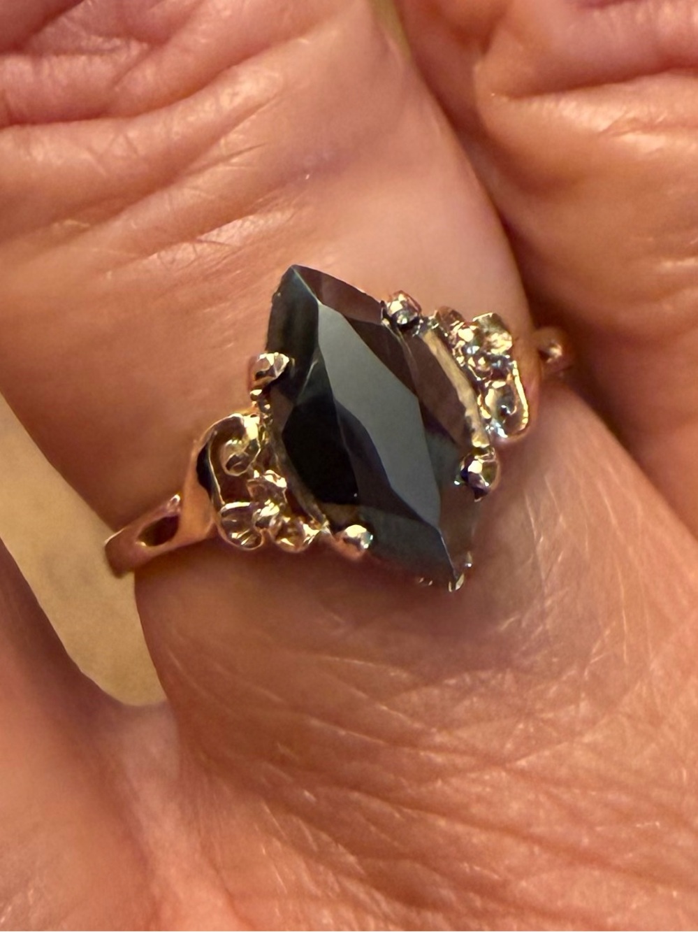 Ladies “Black Diamond” 1.5 ct Marquise Hematite Ring, size 7 3/4